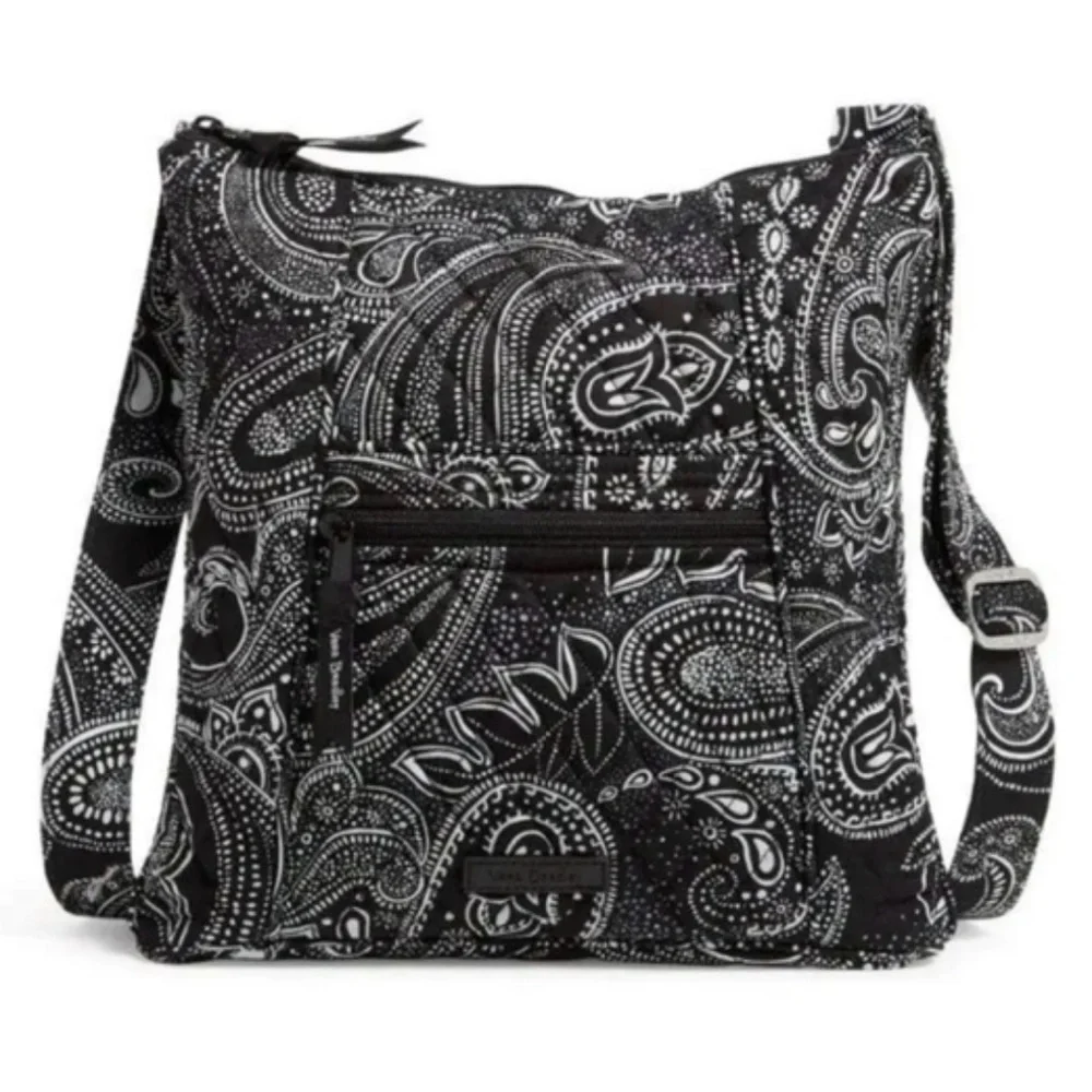 Vera Bradley Black and White Paisley Crossbody shoulder Bag - Picture 1 of 6